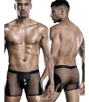 Heren boxer wetlook en mesh