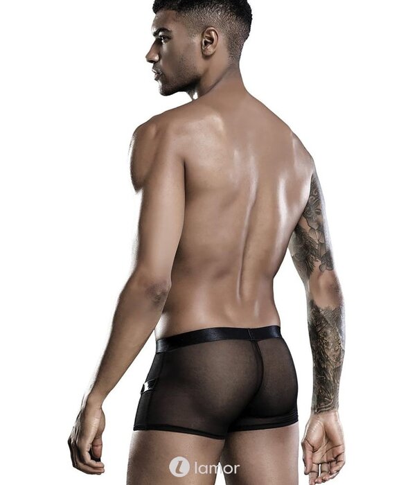 * SARESIA Heren boxer wetlook en tule met riempjes van Saresia