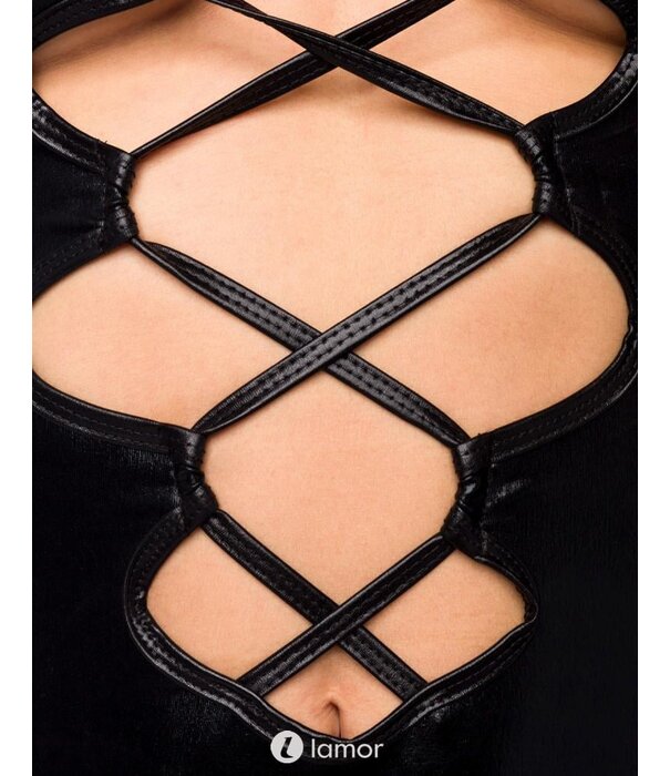 * SARESIA Erotischwetlook jurk met vetersluiting van het merk Saresia.