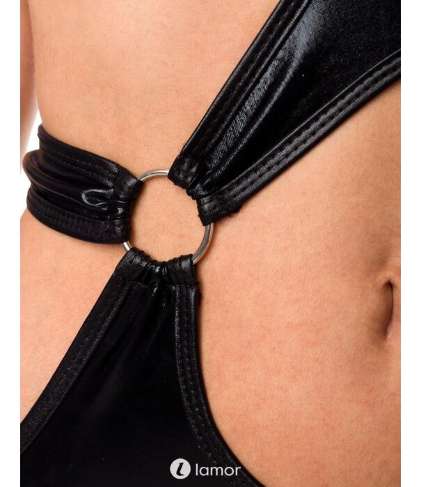 * SARESIA Chique zwart clubwear jurkje met  met royale uitsparingen en ringen  van het merk  Saresia.