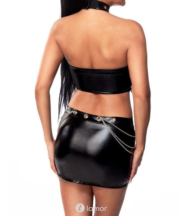 * SARESIA 2-delige set, gemaakt van elastisch wetlook materiaal en metalen elementen.