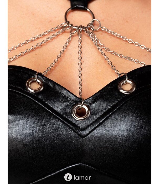 * SARESIA 2-delige set, gemaakt van elastisch wetlook materiaal en metalen elementen.