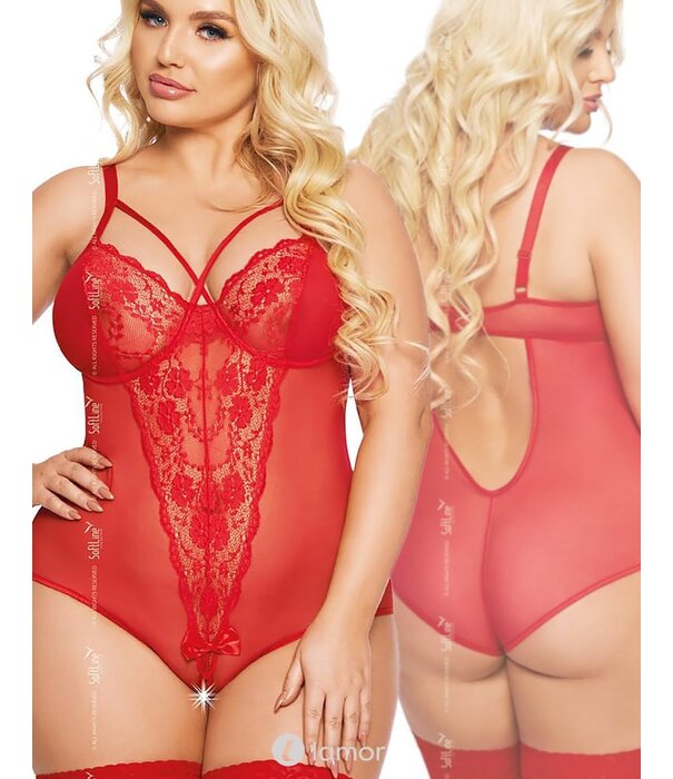 * SOFTLINE Amanda sexy transparante rode  body