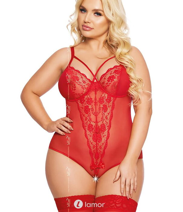 * SOFTLINE Amanda sexy transparante rode  body