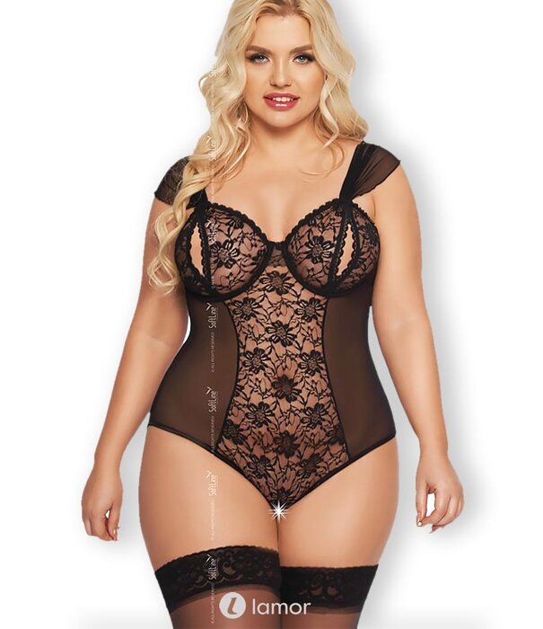* SOFTLINE Dora sexy transparante zwarte  body