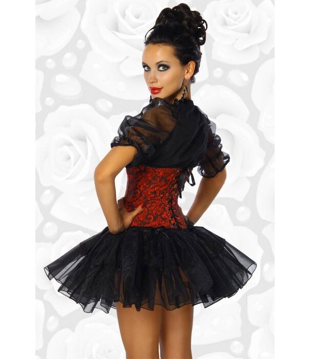 Zwart rood Brocaat satijn onderborst Korset