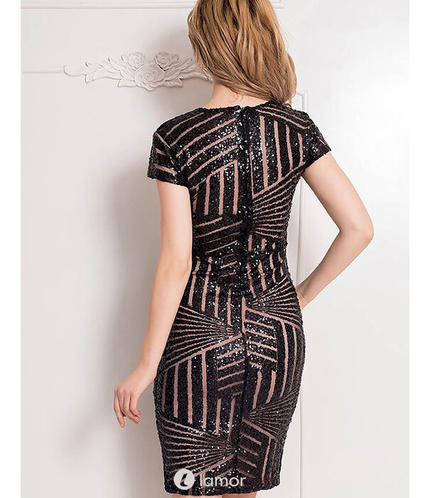 Sexy en sierlijke zwarte bodycon jurk met pailletten