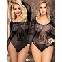 Spannende zwarte fishnet body met lange mouwen