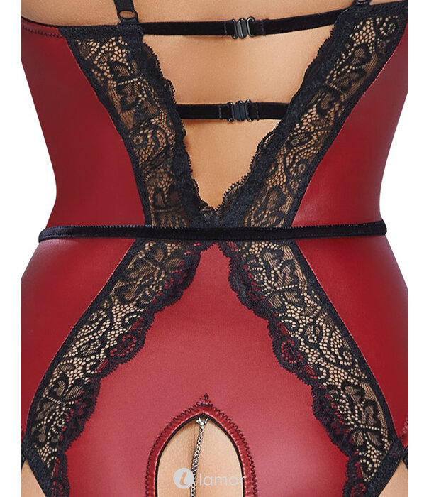 * COTTELLI BONDAGE Rode mattlook body Dreams met zwart kant