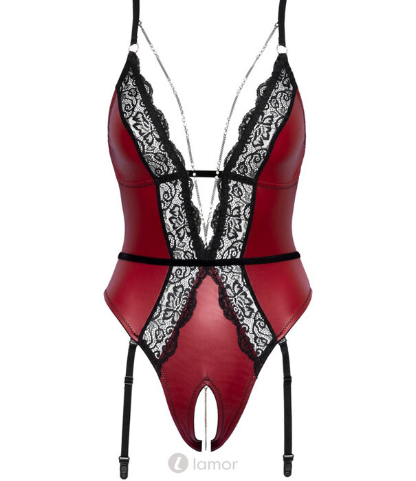 * COTTELLI BONDAGE Rode mattlook body Dreams met zwart kant