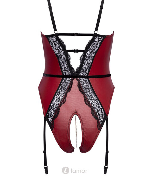 * COTTELLI BONDAGE Rode mattlook body Dreams met zwart kant