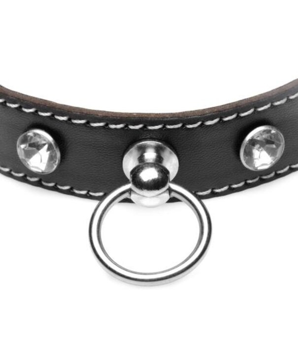 Diamanten Choker Met O-Ring - Zwart
