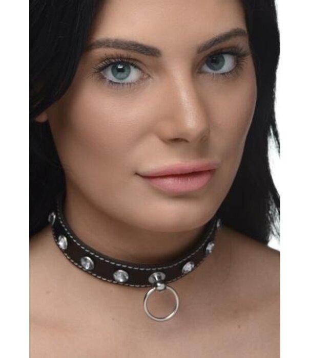 Diamanten Choker Met O-Ring - Zwart