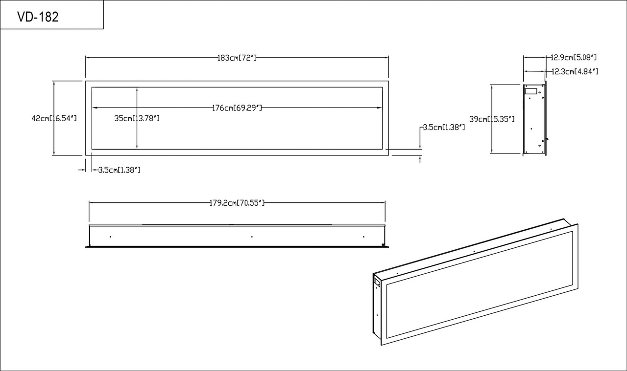 Valerio Fire Valerio Fire DELUXE elektrische sfeerhaard 72 inch - 182cm