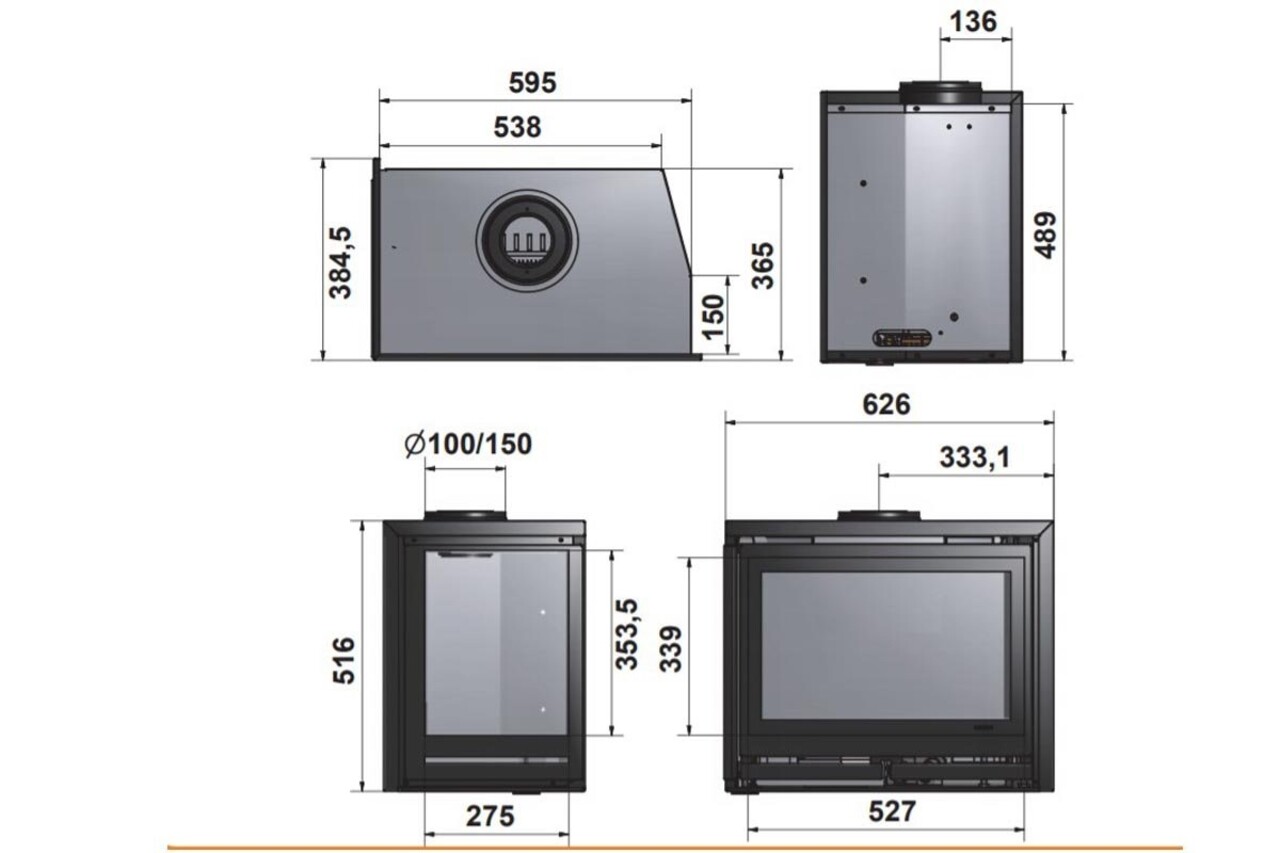 Wanders Fires & Stoves Wanders Square 60 Hoek inzet gas