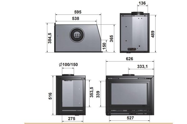 Wanders Fires & Stoves Wanders Square 60 Hoek inzet gas