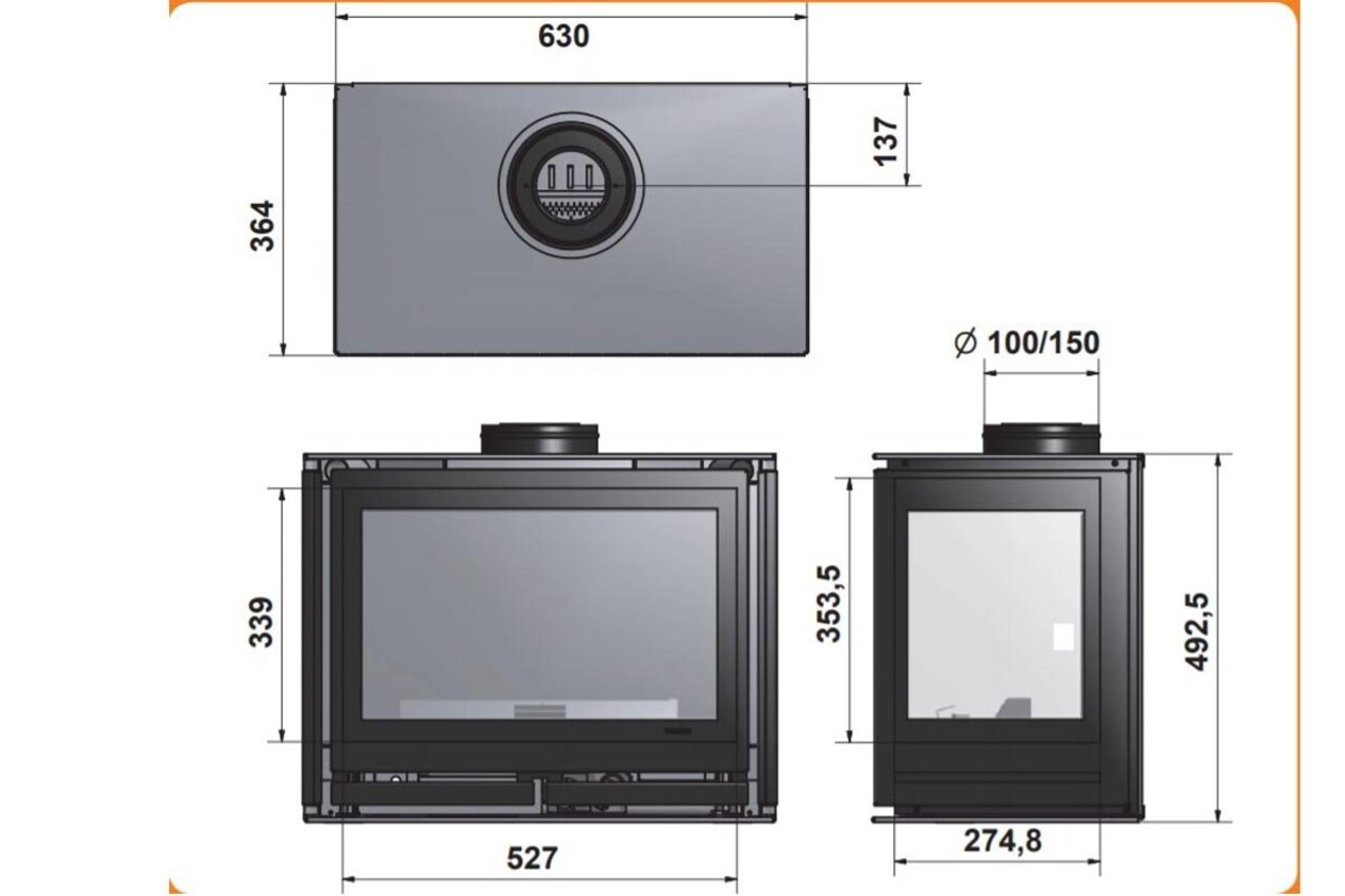 Wanders Fires & Stoves Wanders Square 60 driezijdig inzet gas