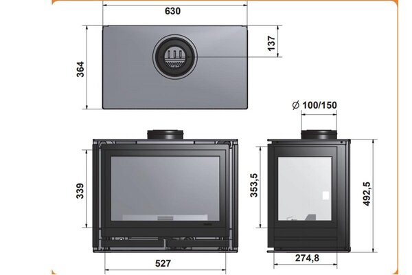 Wanders Fires & Stoves Wanders Square 60 driezijdig inzet gas