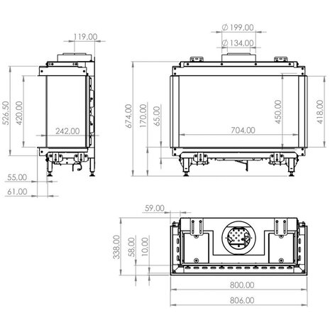 Element4 Element4 Summum 70 3/S Driezijdige gashaard