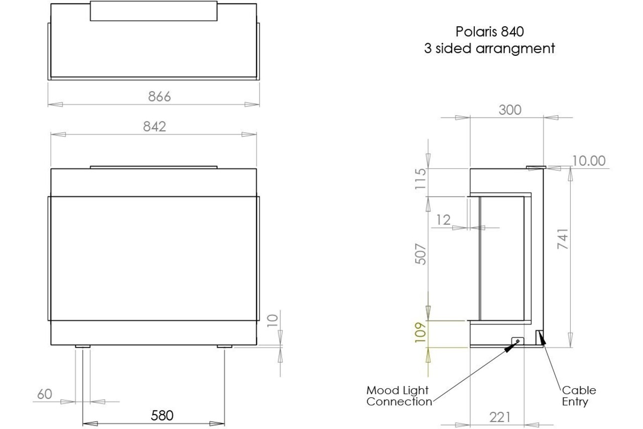 Charlton & Jenrick Charlton & Jenrick Polaris   840mm Elektrische Haard 3/S