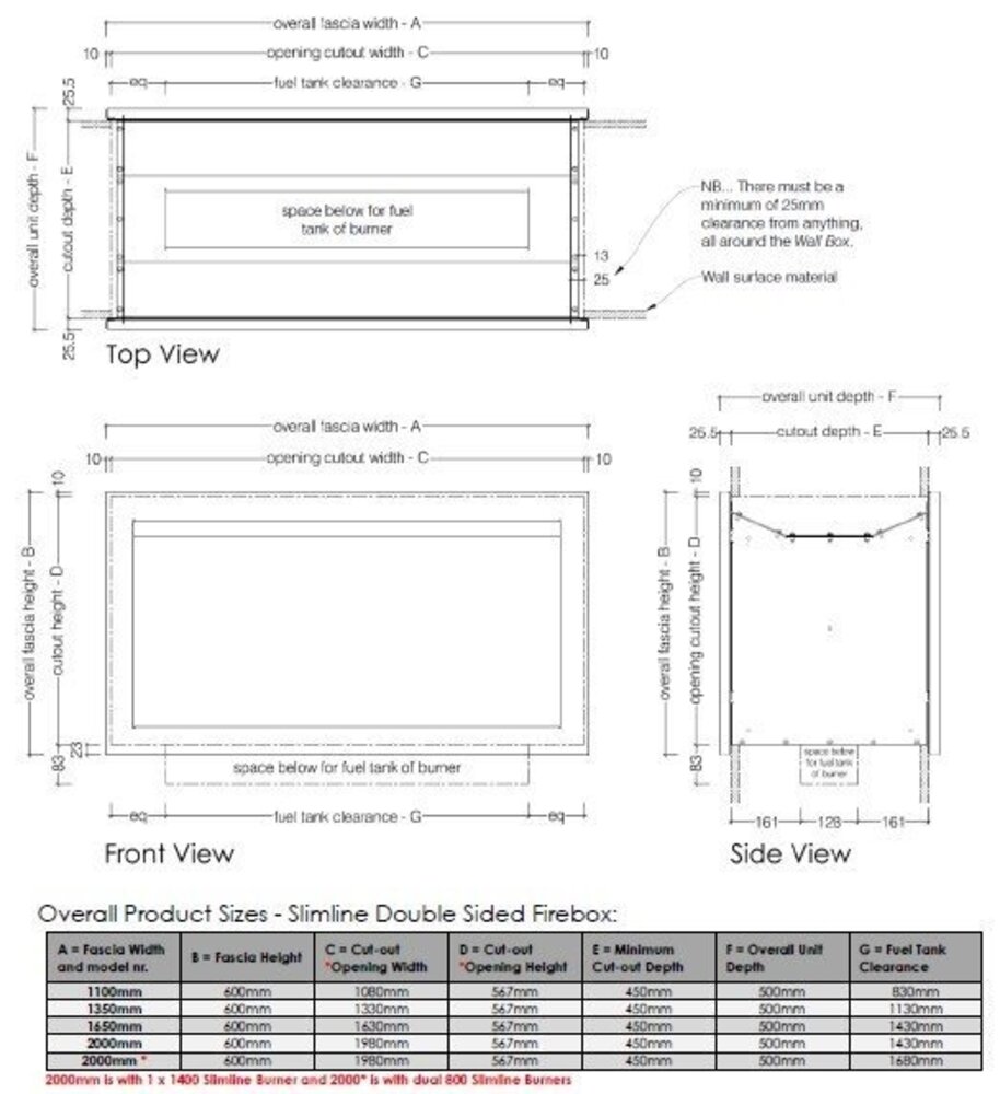 Icon Fires Icon Fires Double Sided Slimline Firebox 2000 met Slimline 1400 Brander Icon Fires Icon Fires Double Sided Slimline Firebox 2000 met Slimline 1400 Brander