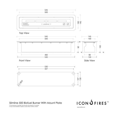 Icon Fires Icon Fires Slimline brander 500mm