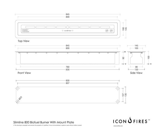 Icon Fires Icon Fires Slimline brander 800mm Icon Fires Icon Fires Slimline brander 800mm