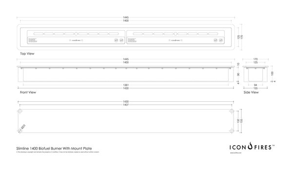 Icon Fires Icon Fires Slimline brander 1400mm