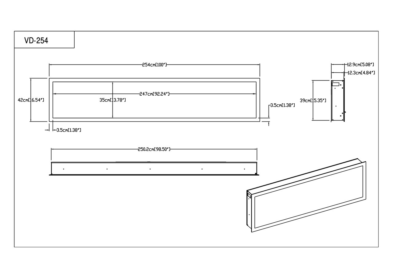Valerio Fire Valerio Fire DELUXE elektrische sfeerhaard 100 inch - 254cm