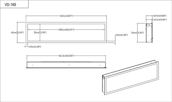 Valerio Fire Valerio Fire DELUXE  elektrische sfeerhaard 65 inch - 165cm