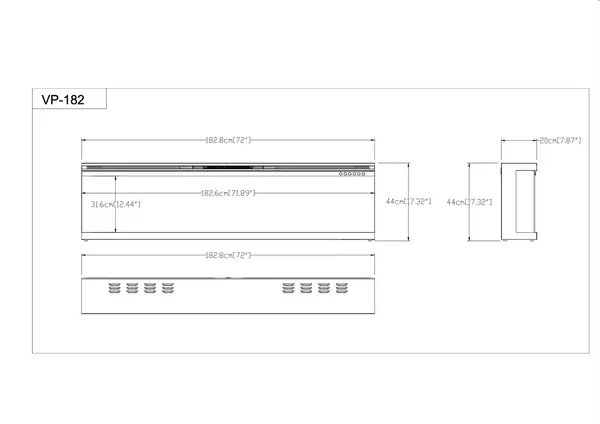 Valerio Fire Valerio Fire Premium 3-zijdige elektrische haard 72 inch - 182cm