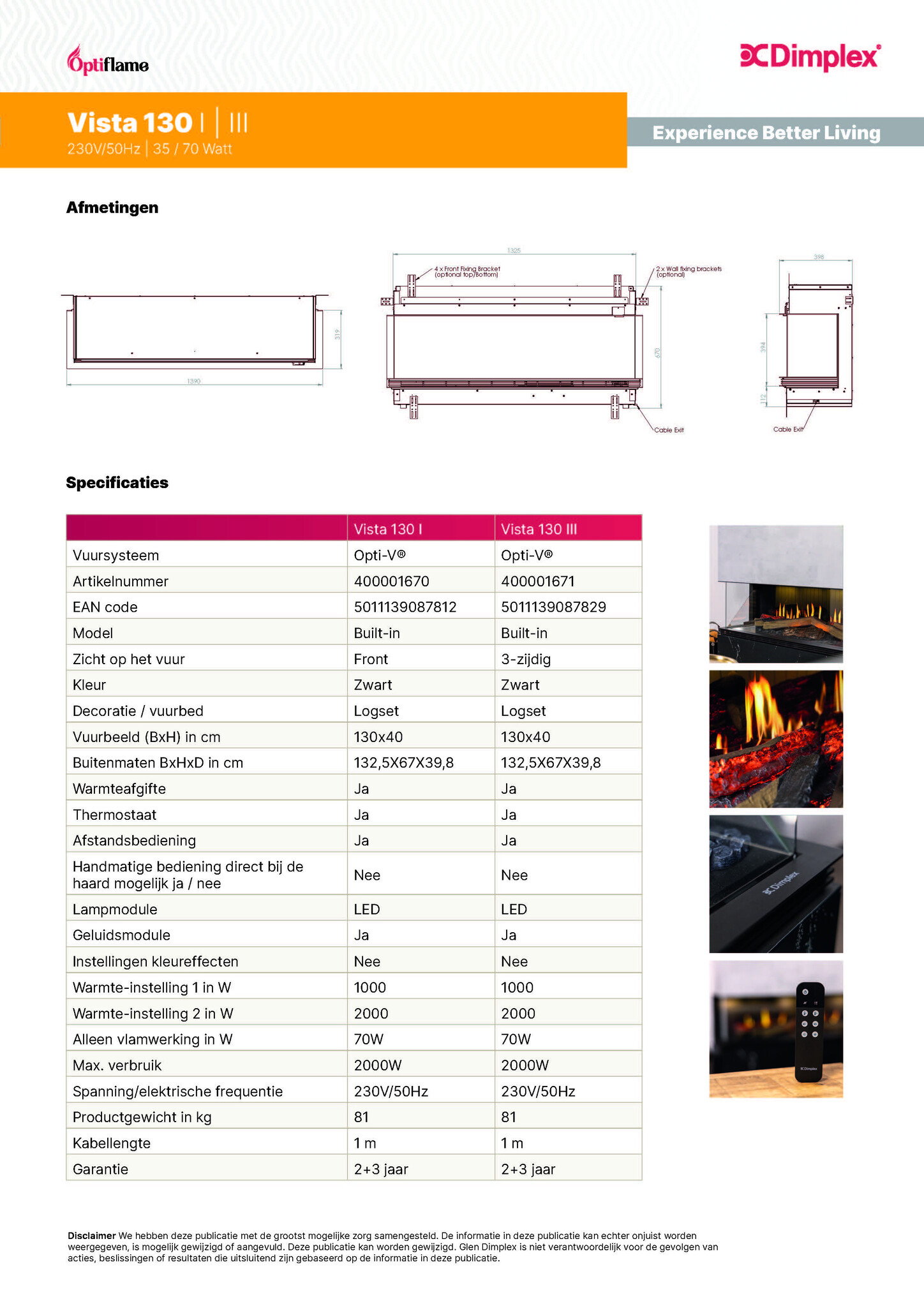 Afmetingen en specificaties