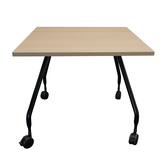 Vitra Konferenztisch | Esstisch | Quadratisch | Eiche hell / Schwarz | 80 x 80 cm | Rollbar