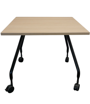 Vitra Konferenztisch | Esstisch | Quadratisch | Eiche hell / Schwarz | 80 x 80 cm | Rollbar