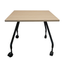 Vitra Konferenztisch | Esstisch | Quadratisch | Eiche hell / Schwarz | 80 x 80 cm | Rollbar