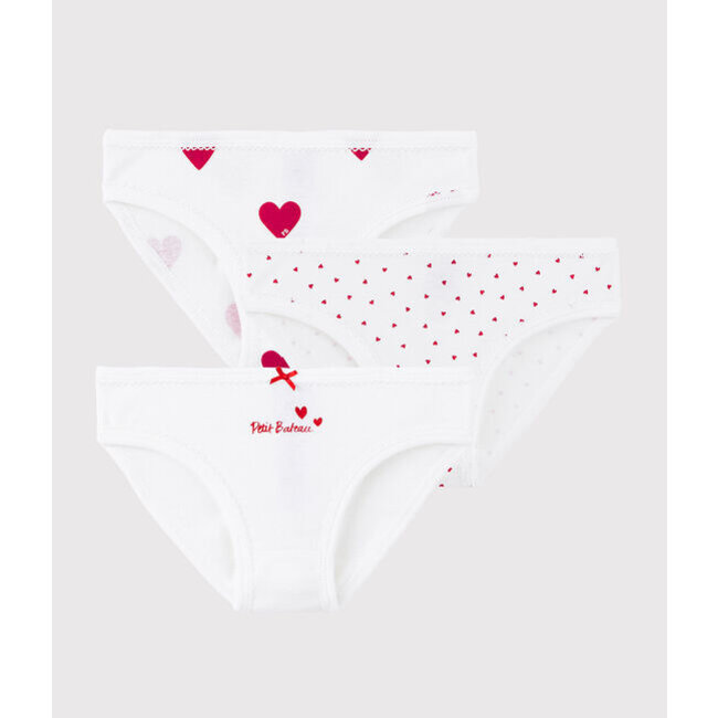 petit bateau Set van 3 katoenen meisjesslips met hartjes