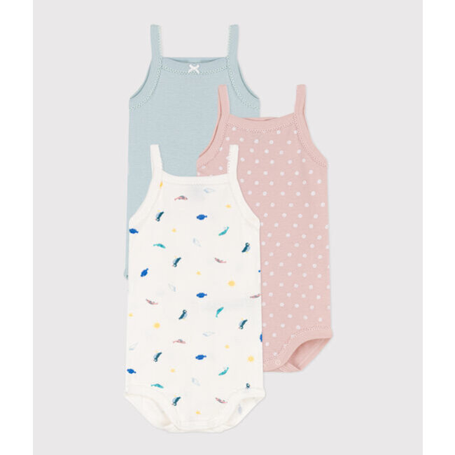 petit bateau set van 3 rompers met spaghettibandjes