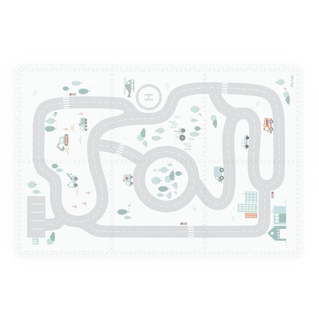 playandgo 2 in 1 puzzel speelmat en opbergdoos roadmap/icons