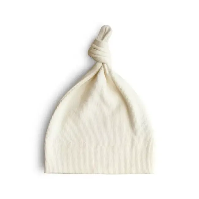 mushie Ribbed baby beanie - ivory