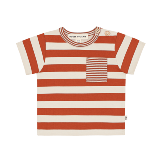 house of jamie Baby pocket tee - baked apple stripes