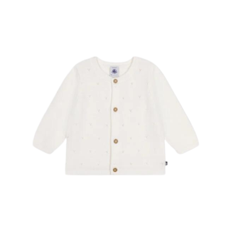 petit bateau Gebreide babycardigan van ajourkatoen - wit