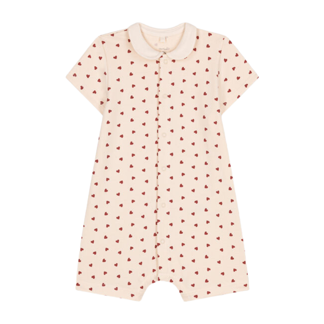 petit bateau Kort kruippakje met hartjes