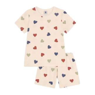 petit bateau Korte pyjama met gekleurde hartjes