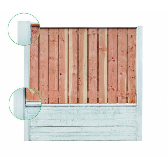 Betonpaal met diamantkop voor 2 motiefplaten | Hout beton schutting systeem | Wit / Grijs