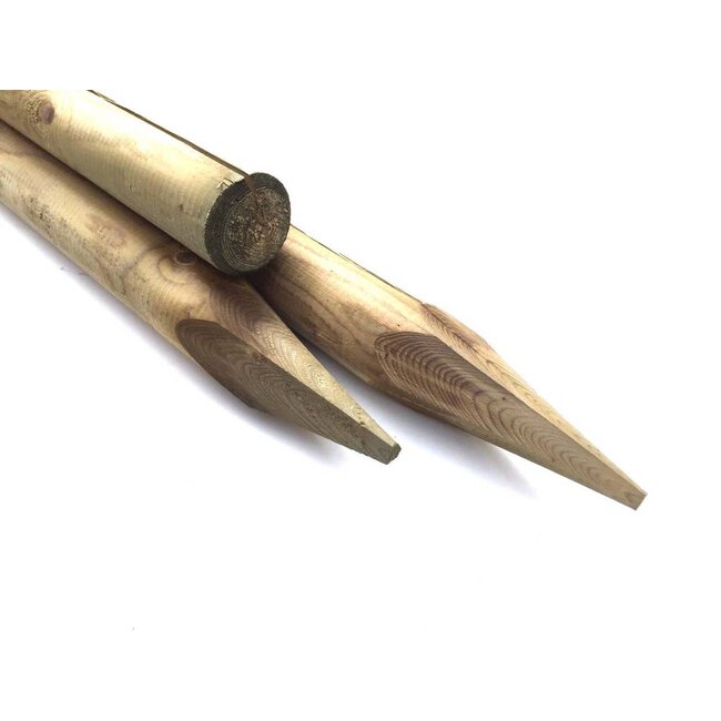 Ronde Palen Groen Geïmpregneerd met Punt 6 cm  | Houten Tuinpalen