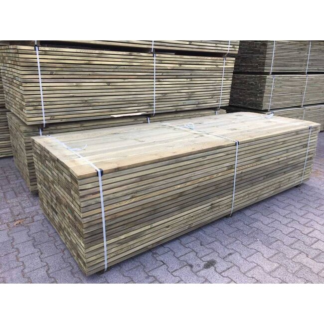 Geïmpregneerde Vlonderplanken | Grenen Vlonderplank 28x145mm (2.8 x 14.5 cm) Groen geïmpregneerd