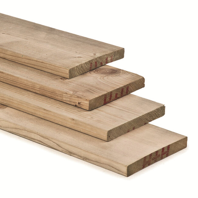 Vuren Vlonderplank  28x195 mm (2.8 x 19.5 cm) 4 Zijdig Glad Geimpregneerd