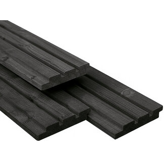 Tuindeco Vuren Triple Profiel Rhombus Plank 22x140mm zwart gespoten