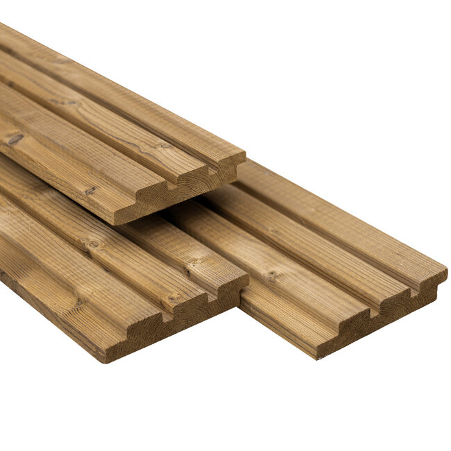 Triple Profiel Rhombus Plank Thermisch Gemodificeerd 26x140mm | Steamed 5* Class Wood