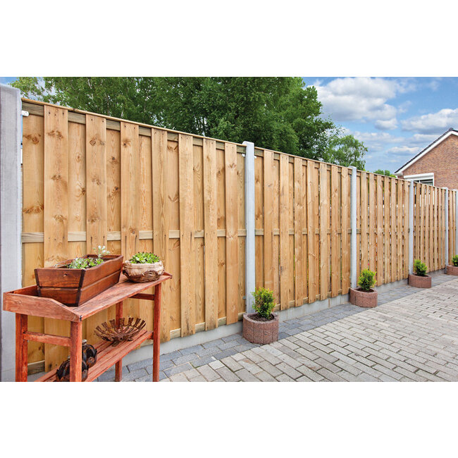 Betonpaal met diamantkop | Hout beton schutting systeem | Wit / Grijs